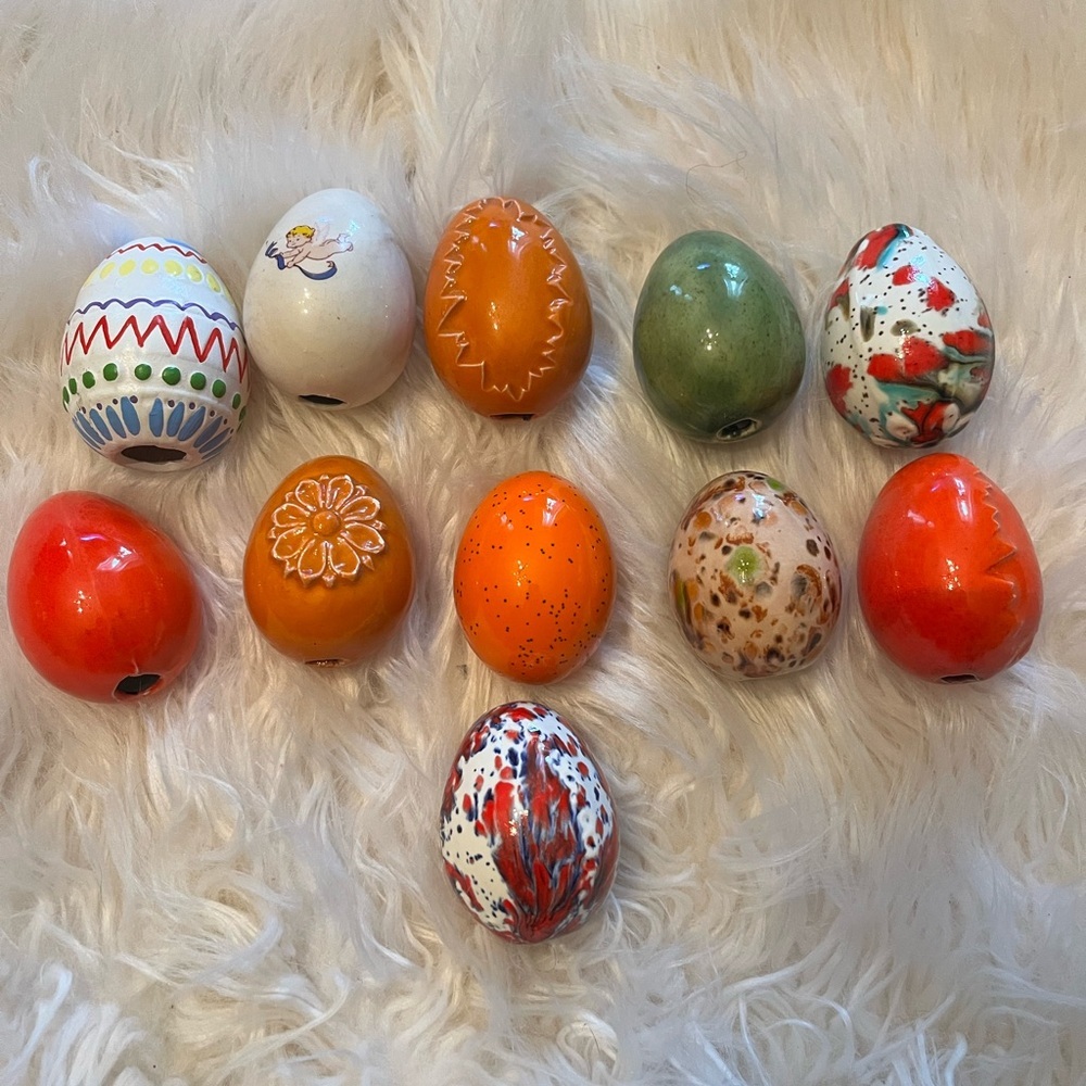 Colorful Decorative Holiday Eggs Set vintage ceramic 11 - Picture 2 of 2